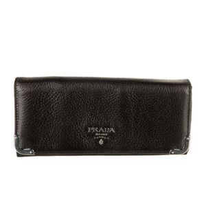 Prada Black & Metallic Vitello Vintage Daino Leather